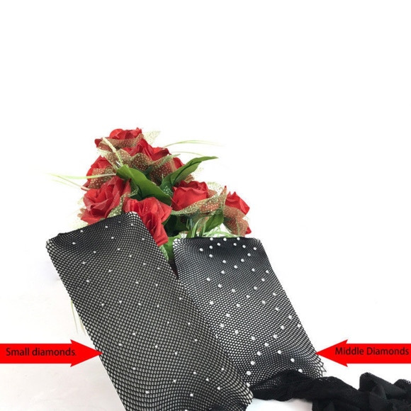 Fairy Maiden Sexy Diamond Black Fishnet Tights Pantyhose with Rhinestones NEW - Picture 5 of 6